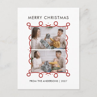 Cartes Pour Fêtes Annuelles Cadre à défilement rouge fantaisiste Joyeux Noël 2