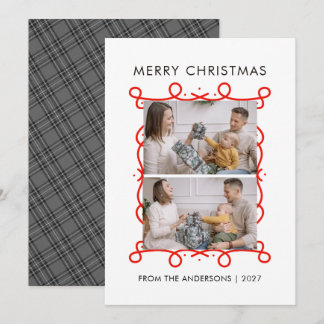 Cartes Pour Fêtes Annuelles Cadre à défilement rouge fantaisiste Joyeux Noël 2