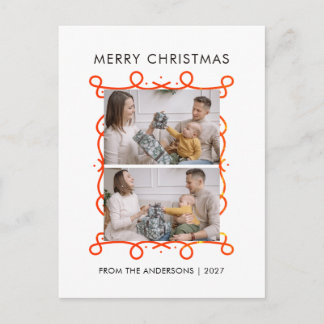Cartes Pour Fêtes Annuelles Cadre à défilement rouge fantaisiste Joyeux Noël 2