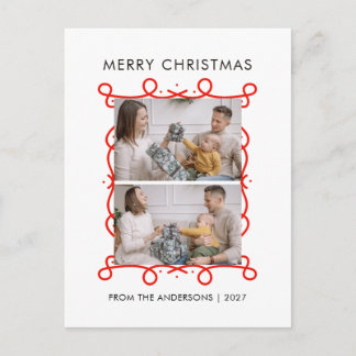 Cartes Pour Fêtes Annuelles Cadre à défilement rouge fantaisiste Joyeux Noël 2