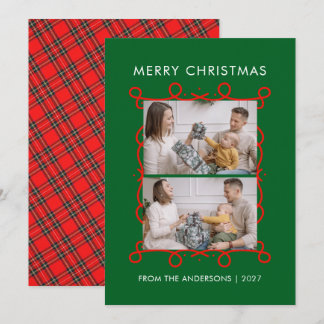 Cartes Pour Fêtes Annuelles Cadre à défilement rouge fantaisiste Joyeux Noël 2