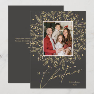Cartes Pour Fêtes Annuelles Cadre botanique chic photo et joyeux Noël