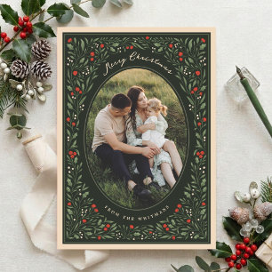 Cartes Pour Fêtes Annuelles Cadre Botanique Élégant Vintage pour Photo de Noël