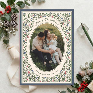 Cartes Pour Fêtes Annuelles Cadre Botanique Élégant Vintage pour Photo de Noël