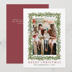 Cartes Pour Fêtes Annuelles Cadre botanique Noël Famille élégante 1 photo