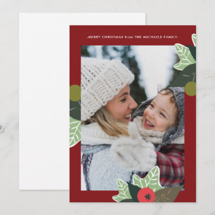 Cartes Pour Fêtes Annuelles Cadre botanique rouge rustique Photo Noël