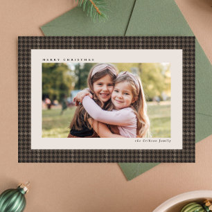Cartes Pour Fêtes Annuelles Cadre classique pied-de-poule prépa photo marron u