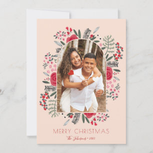 Cartes Pour Fêtes Annuelles Cadre d'arch moderne Fleur Joyeux Noël Photo