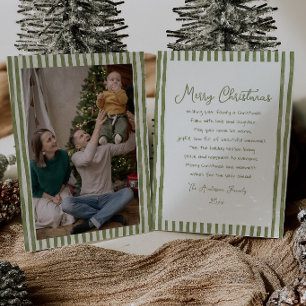 Cartes Pour Fêtes Annuelles Cadre de bandes vertes rétro pour photo de Noël