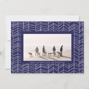 Cartes Pour Fêtes Annuelles Cadre de bonbon de Noël bleu et blanc moderne Hol