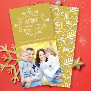 Cartes Pour Fêtes Annuelles Cadre de feuillage Vintage Deco Joyeux Noël Photo