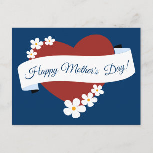 Cartes Pour Fêtes Annuelles Cadre de fleurs promotionnel Cœur rouge Fête des m
