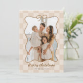 Cartes Pour Fêtes Annuelles Cadre de mâchoire neutre dessiné à la main À damie (Debout devant)