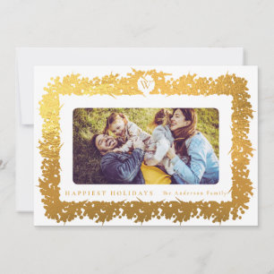 Cartes Pour Fêtes Annuelles Cadre de monogramme de NOËL de famille en botaniqu