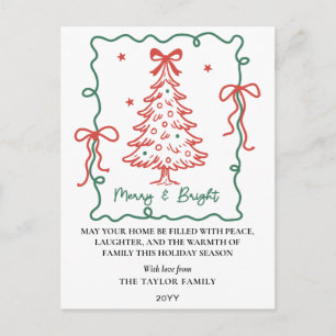 Cartes Pour Fêtes Annuelles Cadre de Noël aux arcs rouges et verts dessinés à