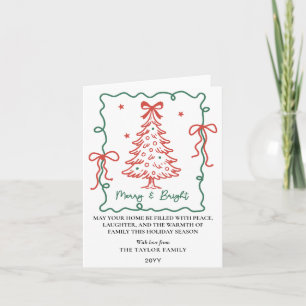 Cartes Pour Fêtes Annuelles Cadre de Noël aux rubans rouges et verts dessinés
