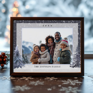 Cartes Pour Fêtes Annuelles Cadre de Noël de pin d'hiver neigeux pour photo de