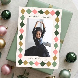 Cartes Pour Fêtes Annuelles Cadre de Noël diamant simple dessiné à la main pou