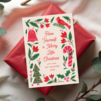 Cartes Pour Fêtes Annuelles Cadre de Noël Moderne Folklorique Coloré Sans Phot