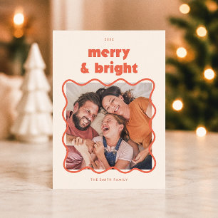Cartes Pour Fêtes Annuelles Cadre de Noël ondulé Merry & Bright pour photo de