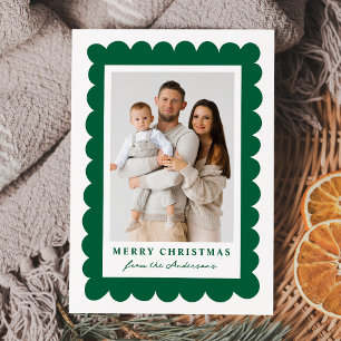 Cartes Pour Fêtes Annuelles Cadre de Noël vert moderne à décor festonné pour 4