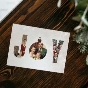 Cartes Pour Fêtes Annuelles Cadre de Noël Vintage Famille Joy Photo Flocon de