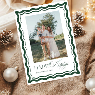 Cartes Pour Fêtes Annuelles Cadre de photo à décor festonné Joyeuses Fêtes Ver