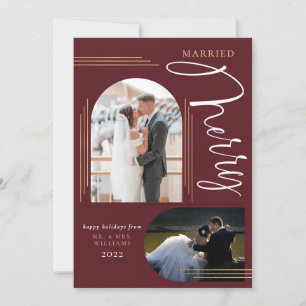 Cartes Pour Fêtes Annuelles Cadre de photo d'arche de mariage et de joie 