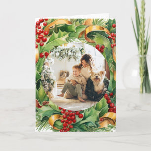 Cartes Pour Fêtes Annuelles Cadre de photo de feuillage d'hiver de Noël