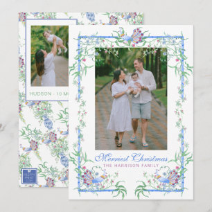 Cartes Pour Fêtes Annuelles Cadre de photo de jardin de paon en aquarelle chin