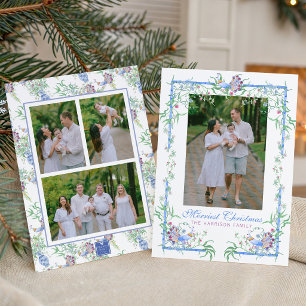 Cartes Pour Fêtes Annuelles Cadre de photo de jardin de paon en aquarelle chin