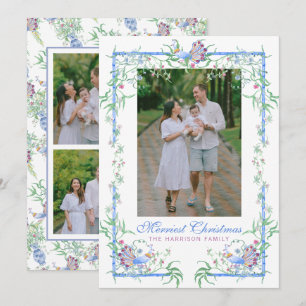 Cartes Pour Fêtes Annuelles Cadre de photo de jardin de paon en aquarelle chin