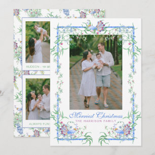 Cartes Pour Fêtes Annuelles Cadre de photo de jardin de paon en aquarelle chin