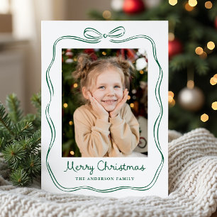 Cartes Pour Fêtes Annuelles Cadre de photo vert dessiné à la main de manière f