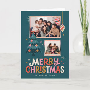 Cartes Pour Fêtes Annuelles Cadre de timbre postal rétro Collage Joyeux Noël