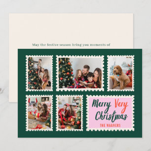 Cartes Pour Fêtes Annuelles Cadre de timbres à main tiré 5 Photo Joyeux Noël