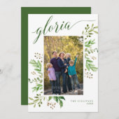 Cartes Pour Fêtes Annuelles Cadre de verdure Gloria Photo Religieuse (Devant / Derrière)