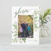 Cartes Pour Fêtes Annuelles Cadre de verdure Gloria Photo Religieuse (Debout devant)