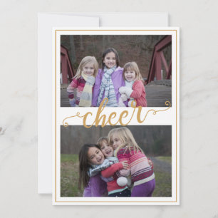 Cartes Pour Fêtes Annuelles Cadre doré typographie de pom-pom girl plusieurs p