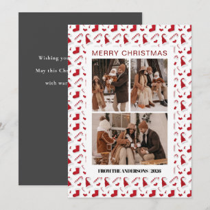 Cartes Pour Fêtes Annuelles Cadre élégant simple Noël Famille 3 Photo