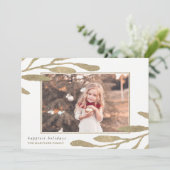 Cartes Pour Fêtes Annuelles Cadre en or Faux avec photo Feuille (Debout devant)