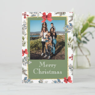 Cartes Pour Fêtes Annuelles Cadre en or photo Joyeux Noël Personnalisé