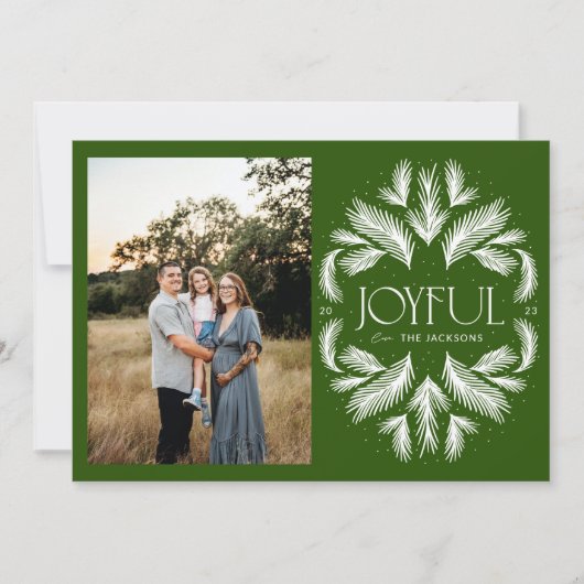 Cartes Pour Fêtes Annuelles Cadre Épicéa Joyeux Vert (Devant)