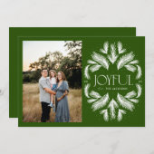 Cartes Pour Fêtes Annuelles Cadre Épicéa Joyeux Vert (Devant / Derrière)