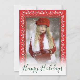 Cartes Pour Fêtes Annuelles Cadre festif rouge et blanc pour photo de Noël