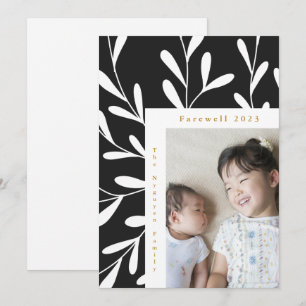 Cartes Pour Fêtes Annuelles Cadre feuilleté noir et blanc Adieu photo 2023