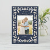 Cartes Pour Fêtes Annuelles Cadre Floral Art populaire Noël 4 Photo (Debout devant)