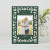 Cartes Pour Fêtes Annuelles Cadre Floral Art populaire Noël 4 Photo (Debout devant)