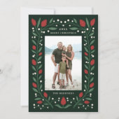 Cartes Pour Fêtes Annuelles Cadre floral classique photo de Noël | Vert (Devant)