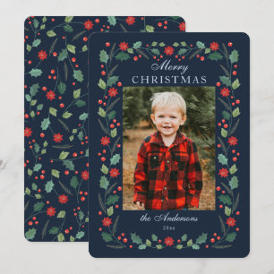 Cartes Pour Fêtes Annuelles Cadre floral de Noël Photo Marine